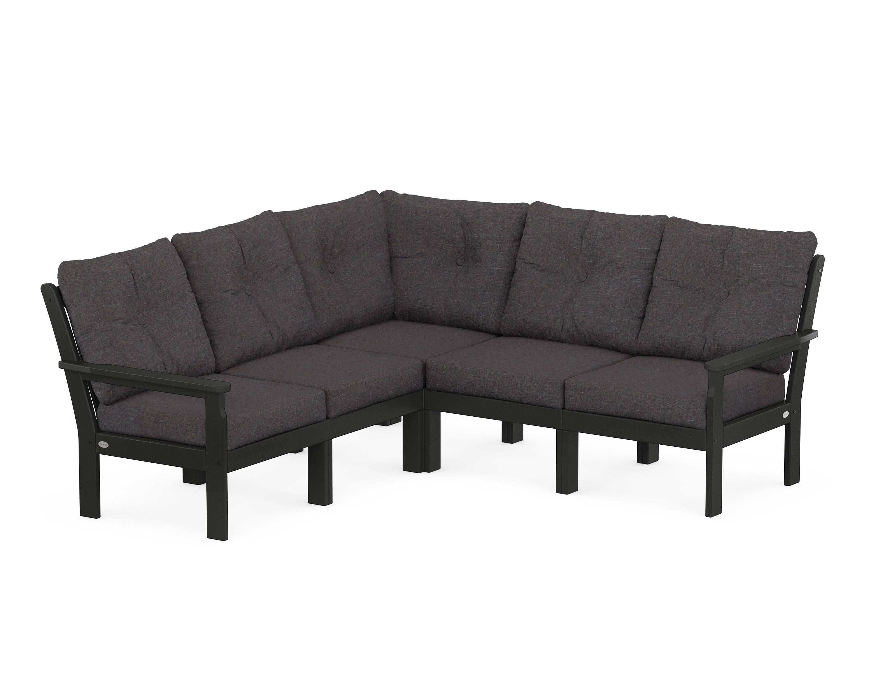 POLYWOOD Vineyard 5-Piece Sectional in Black / Ash Charcoal