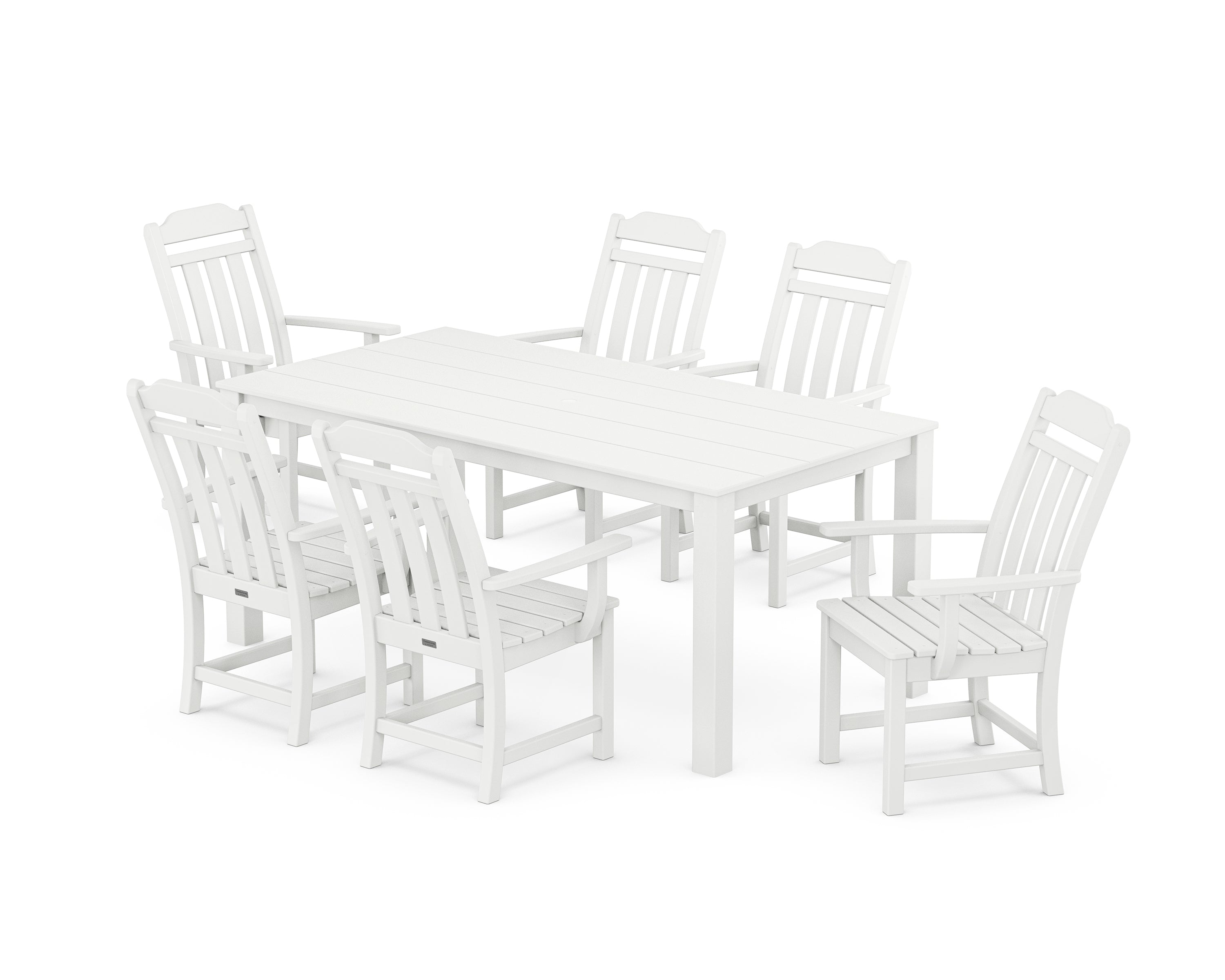 Polywood Country Living Arm Chair 7-Piece Parsons Dining Set in White