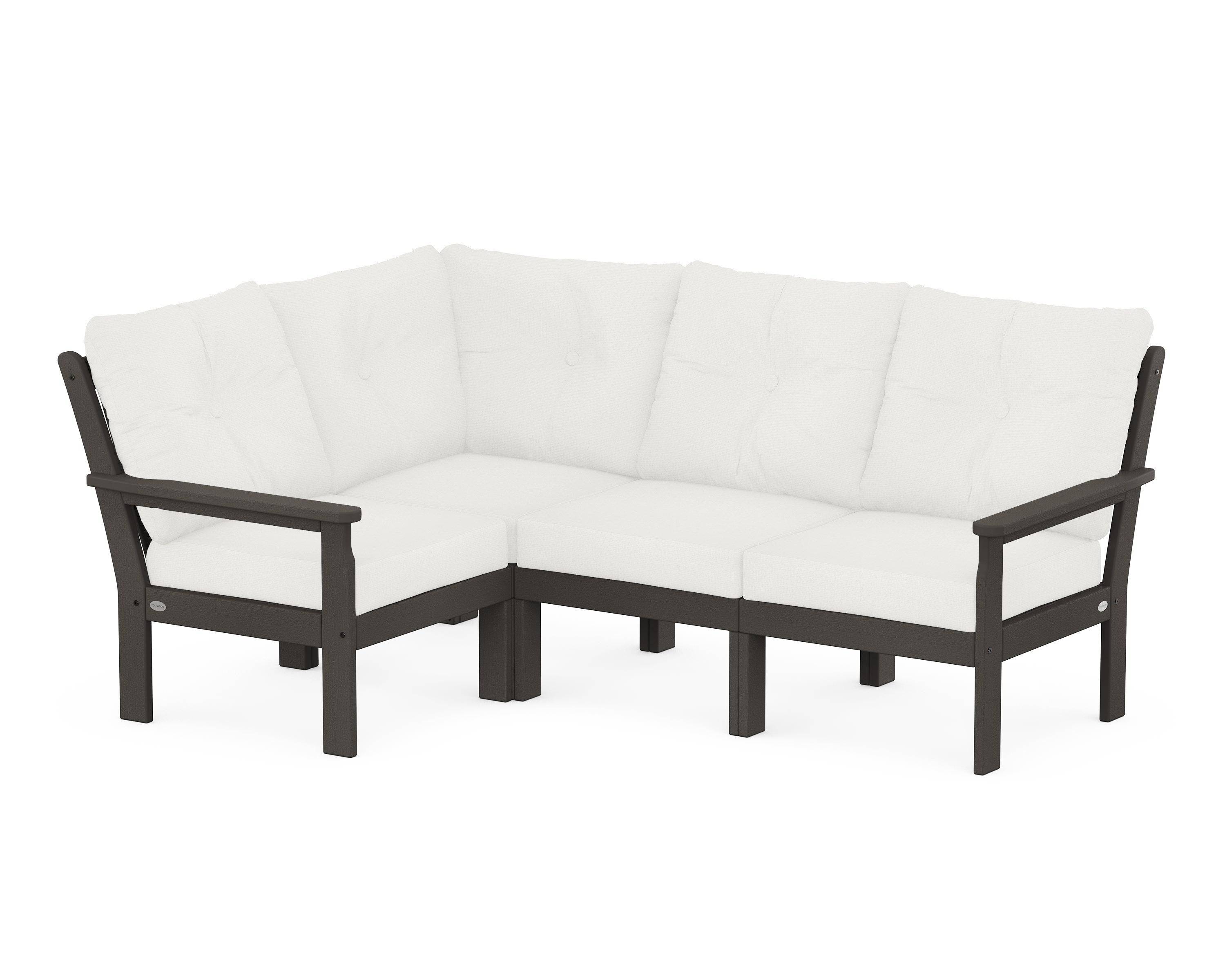 POLYWOOD Vineyard 4-Piece Sectional in Vintage Coffee / Natural Linen