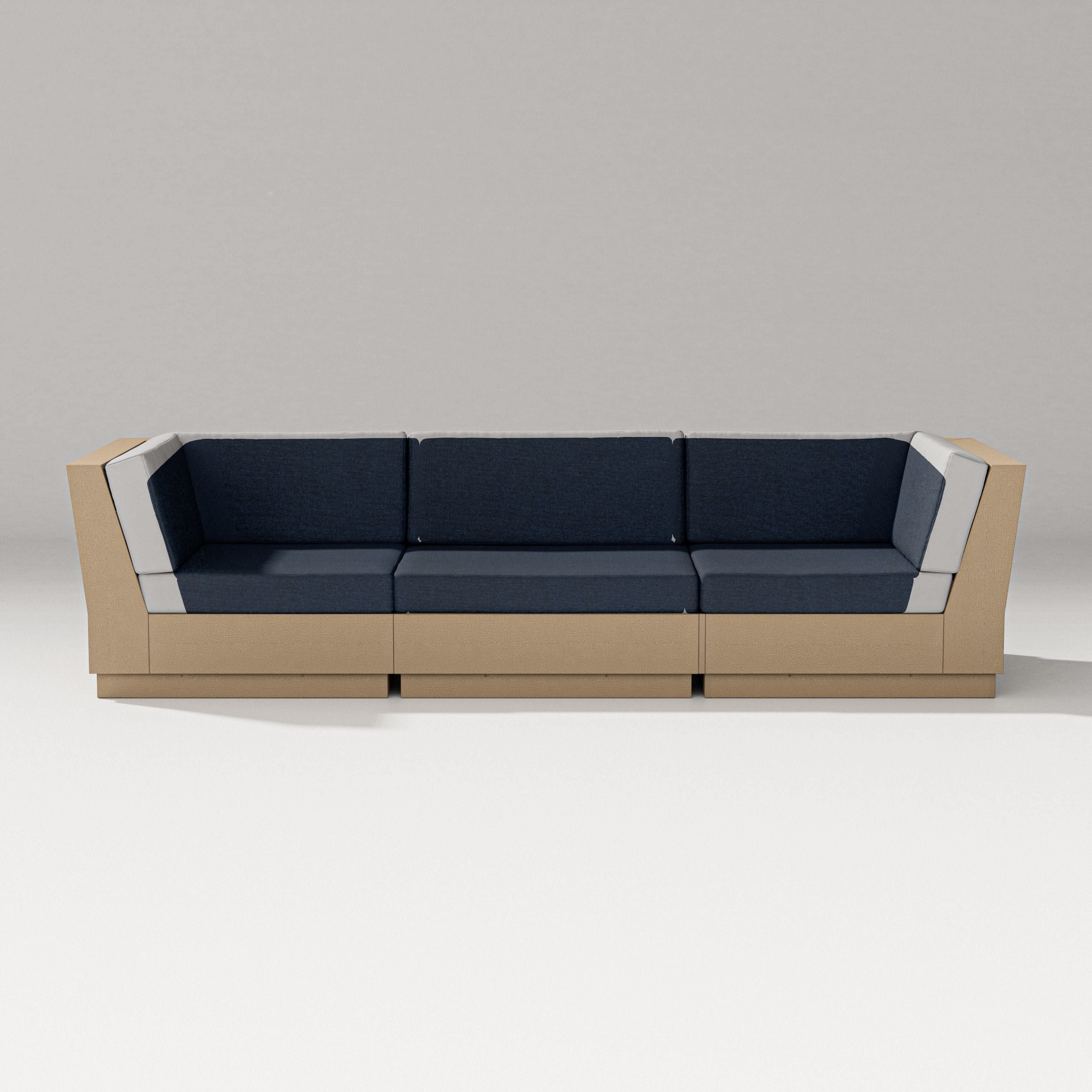 PW Designer Series Elevate Sofa Sectional in Vintage Sahara / Marine Indigo