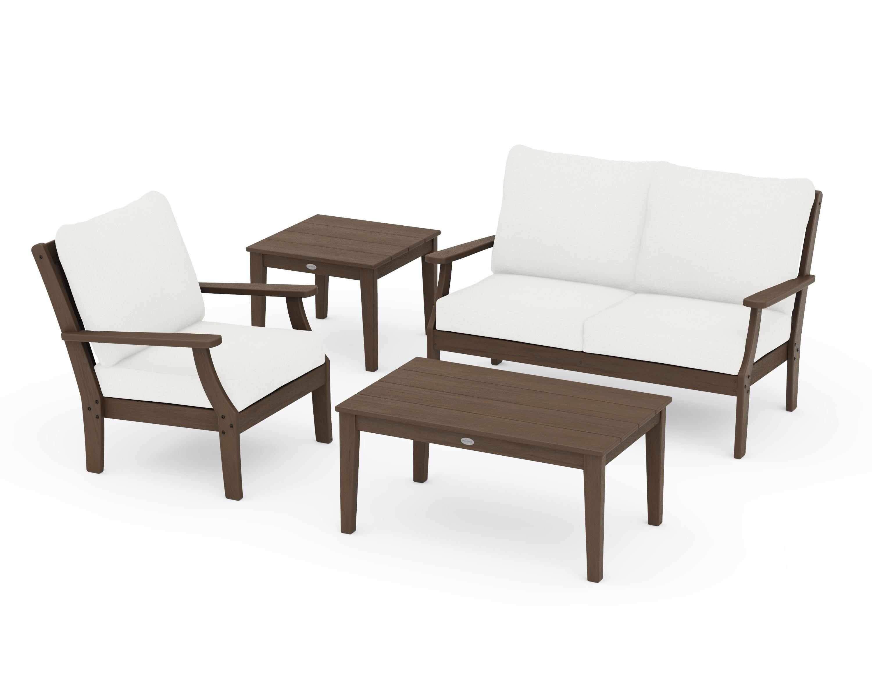 POLYWOOD Braxton 4-Piece Deep Seating Set in Kona / Natural Linen
