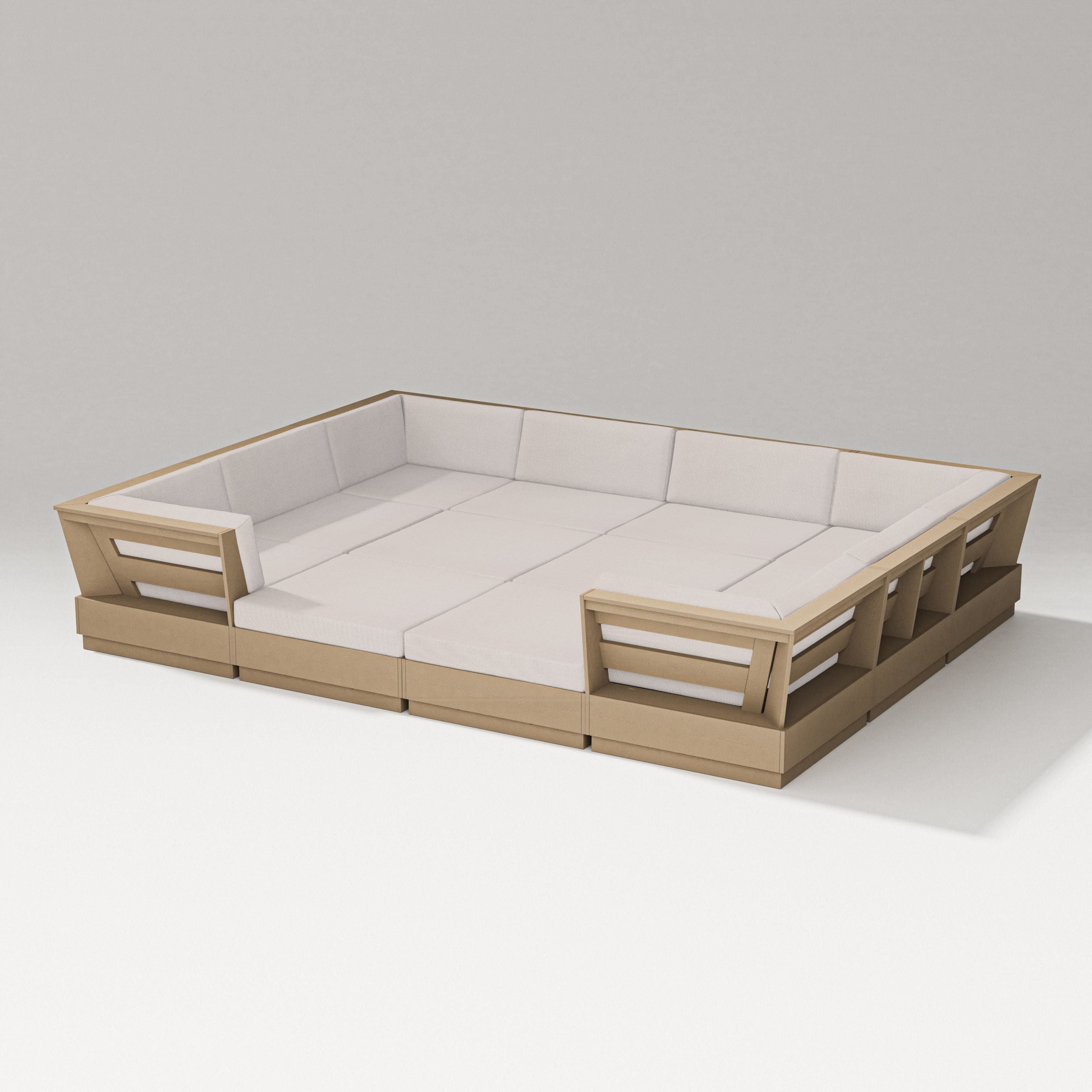 PW Designer Series Elevate 12-Piece Pit Sectional in Vintage Sahara / Dune Burlap