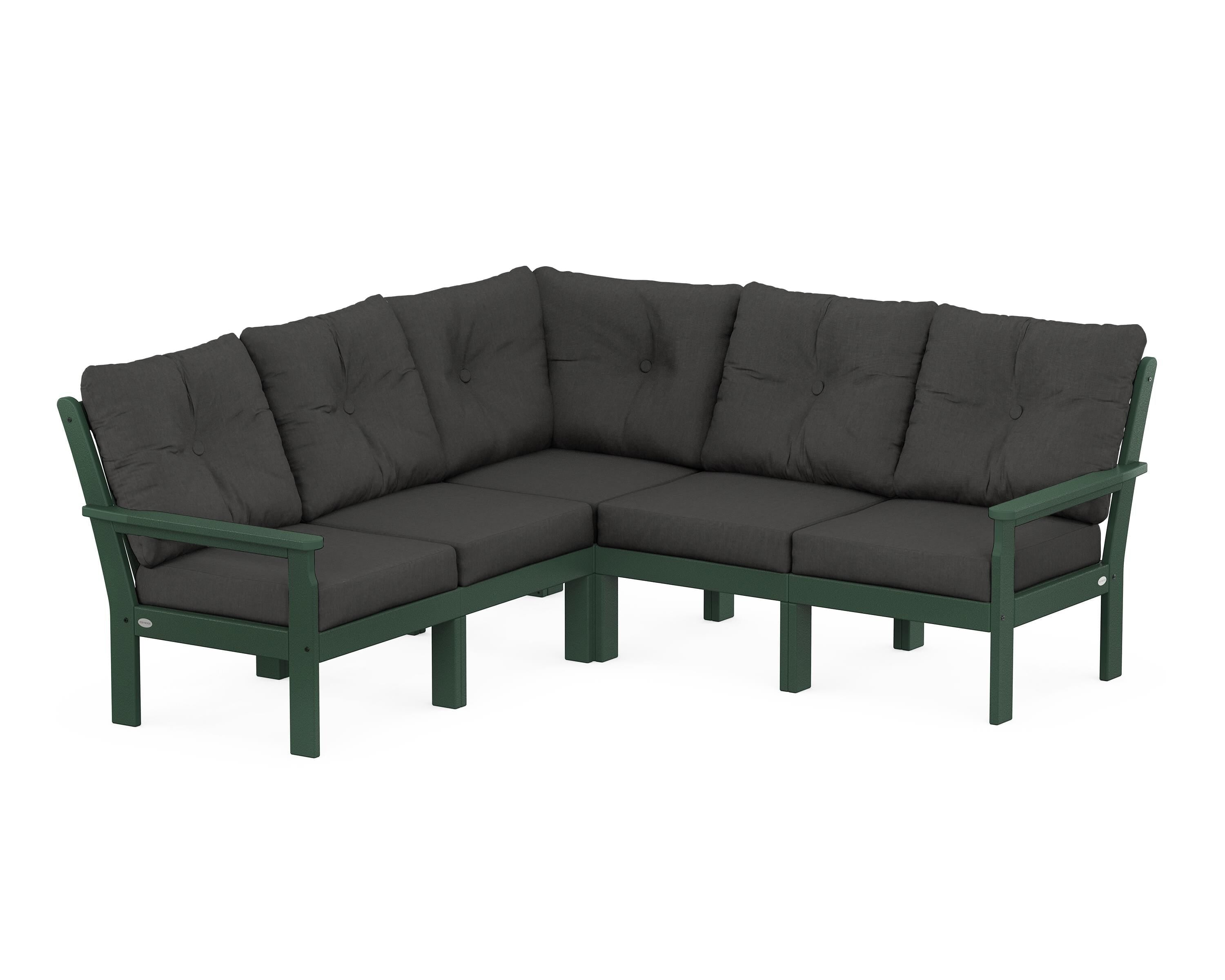 POLYWOOD Vineyard 5-Piece Sectional in Green / Spectrum Carbon