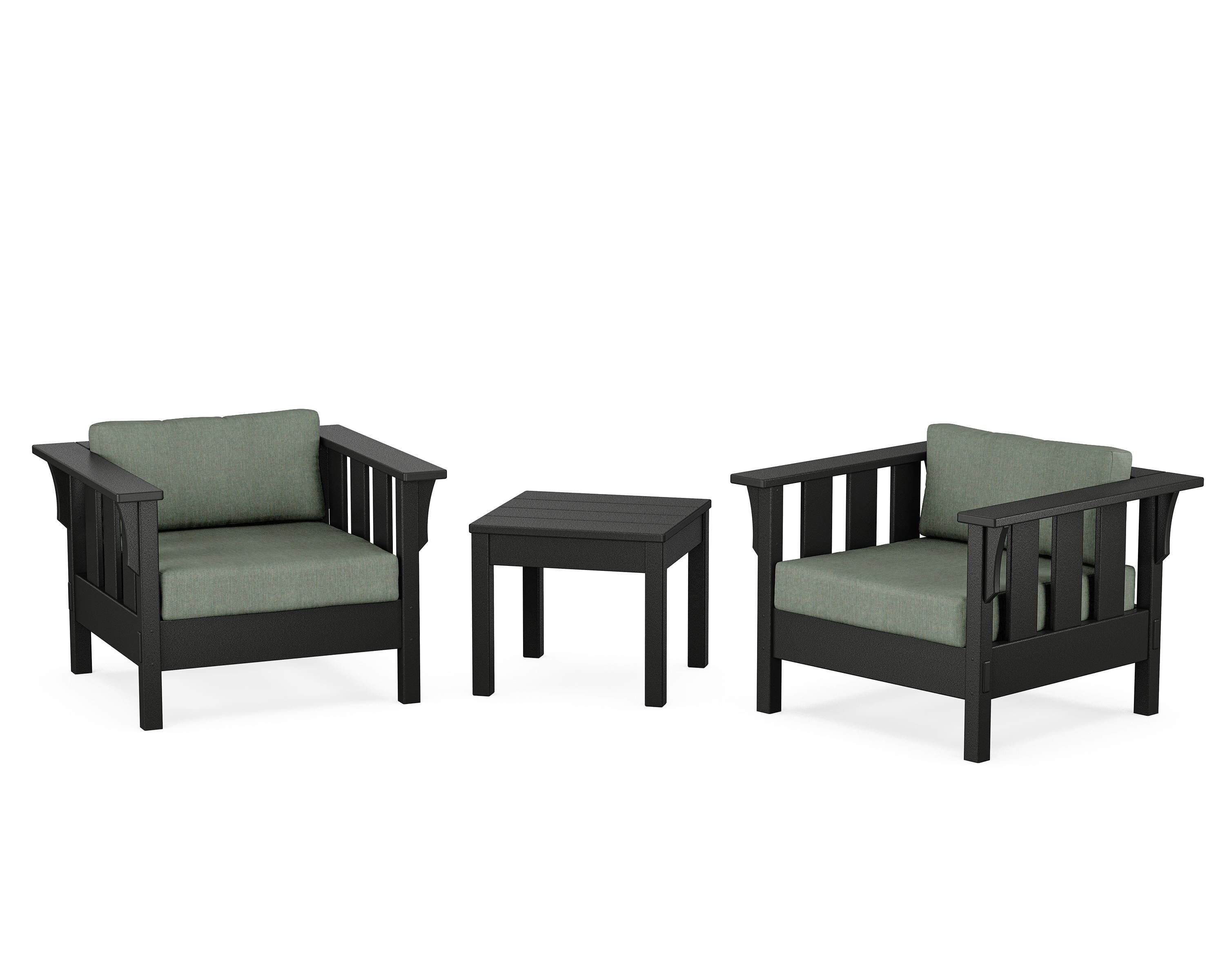 Martha Stewart by POLYWOOD Acadia 3-Piece Deep Seating Set in Black / Cast Sage