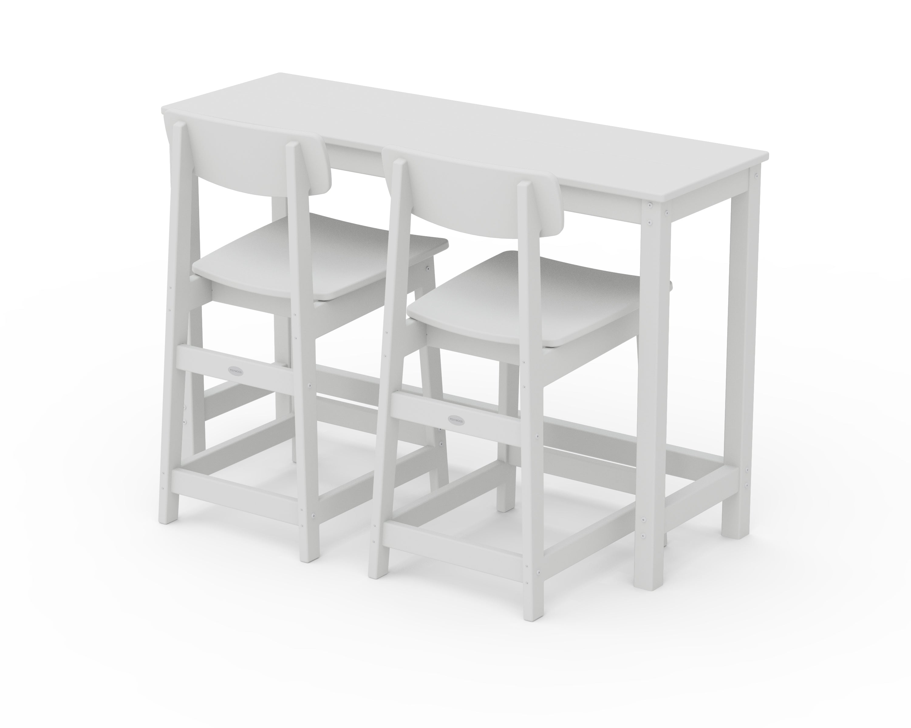 POLYWOOD Modern Studio Urban Counter Chair 3-Piece Balcony Set in White