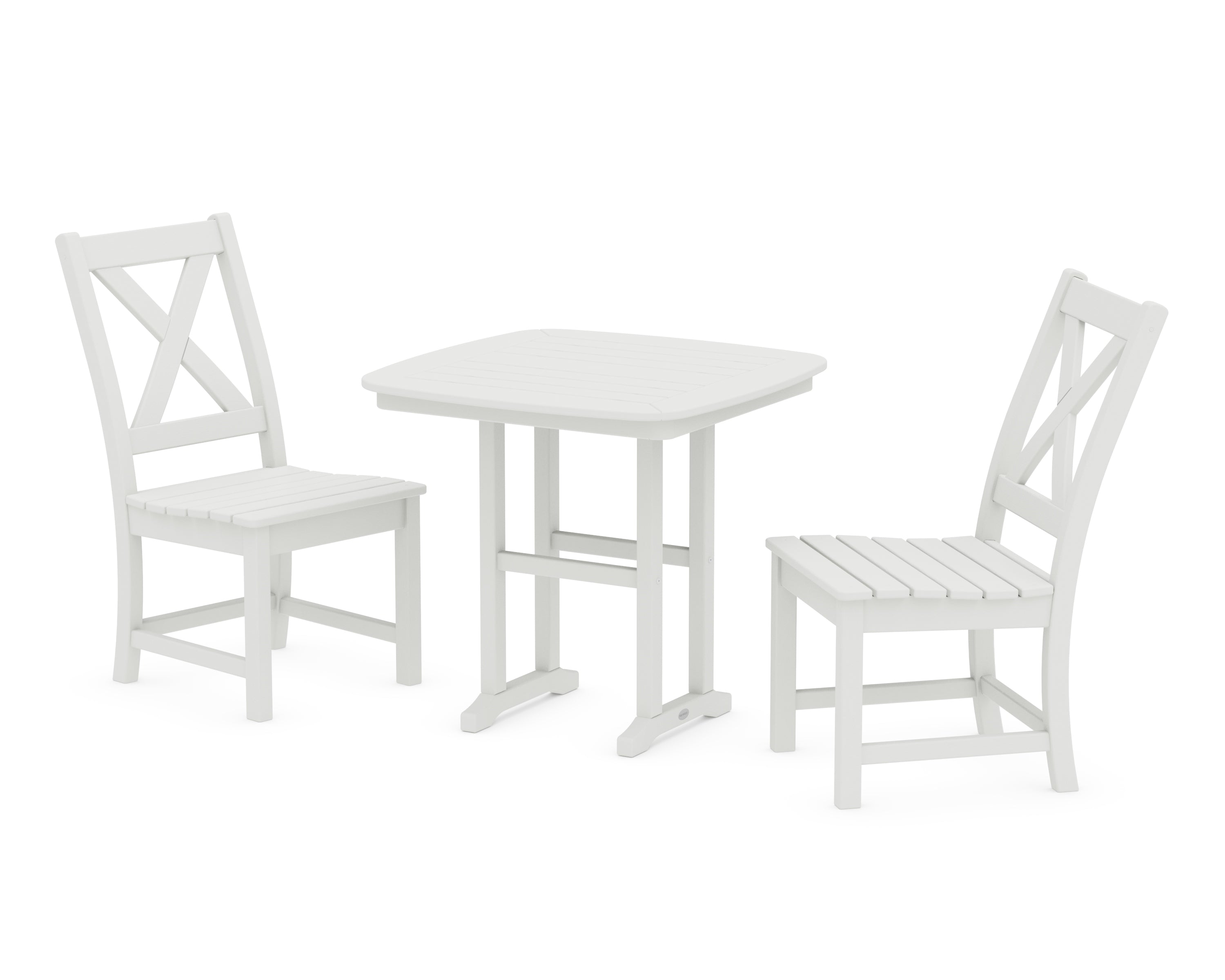 POLYWOOD Braxton Side Chair 3-Piece Dining Set in Vintage White