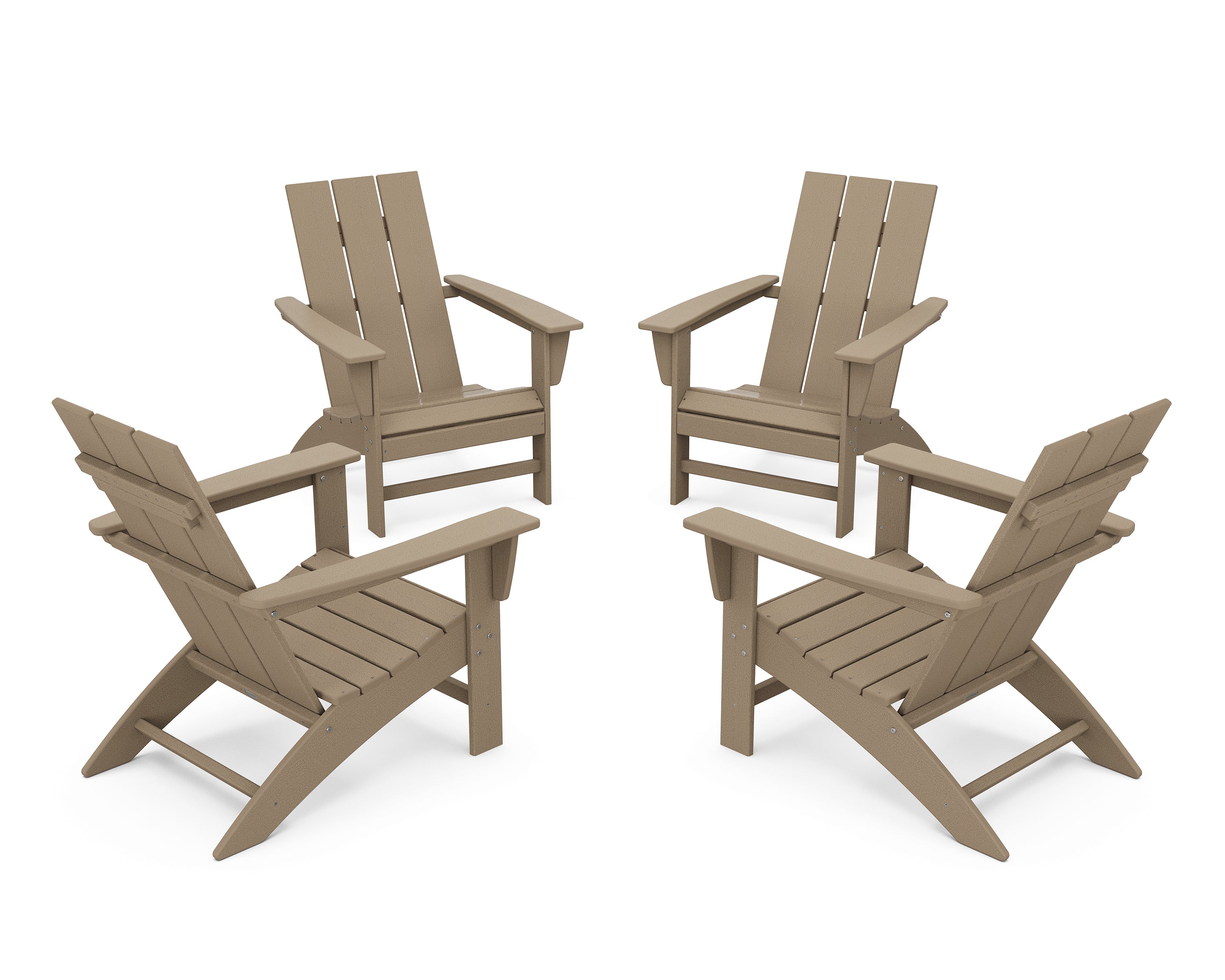 POLYWOOD® 4-Piece Modern Adirondack Chair Conversation Set in Vintage Sahara