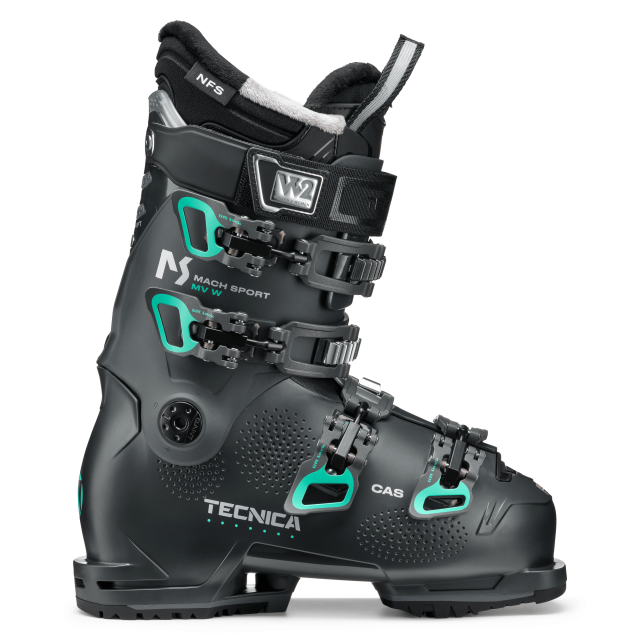A ski boot that delivers comfort and confidence, the Mach Sport MV 85 W GW is designed for intermediate female skiers with medium-volume feet. 