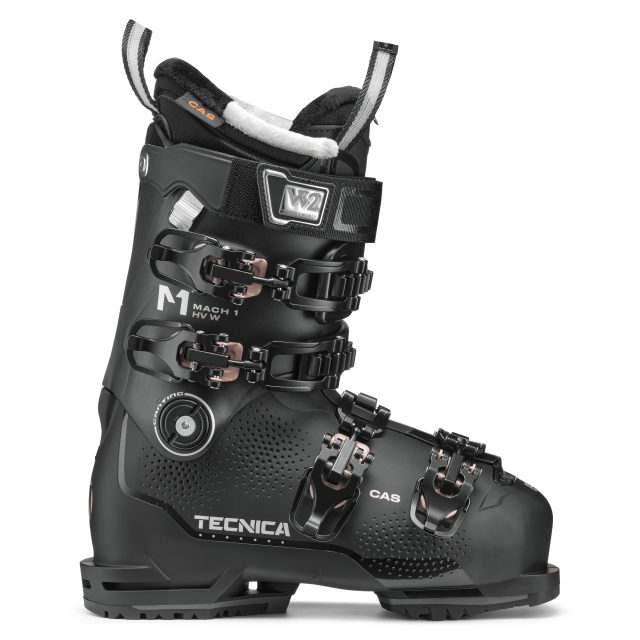 Designed with input from our Women2Women program, the Mach 1 HV 105 W is a high-performance ski boot specifically designed for strong female skiers who need just a touch more forgiveness than the 115 offers.