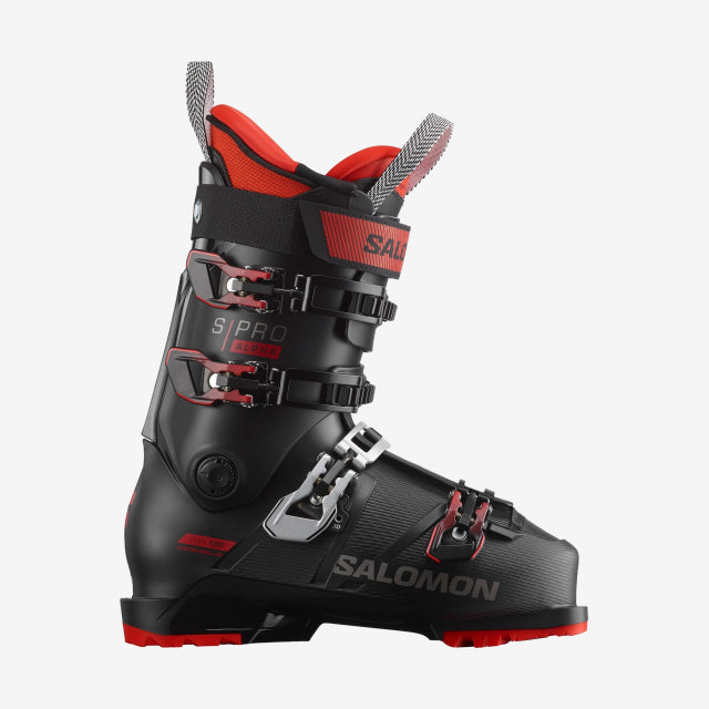 Developed for skiers looking for a comfortable boot that easily adapts to the shape of their feet Salomon's S/PRO ALPHA 100 offers a new level of fit and performance. Featuring an easily customizable shell and liner this 98 mm boot delivers a strong heel lock without adding unnecessary pressure on your instep.