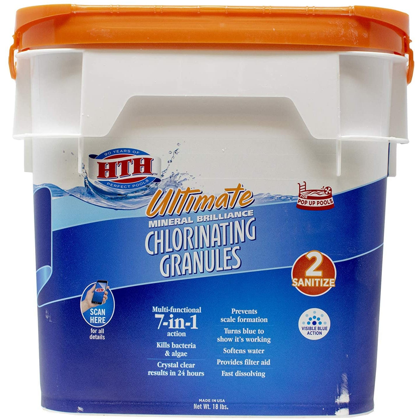 HTH 22008 Chlorinating Granules for  Pools, 18 lbs