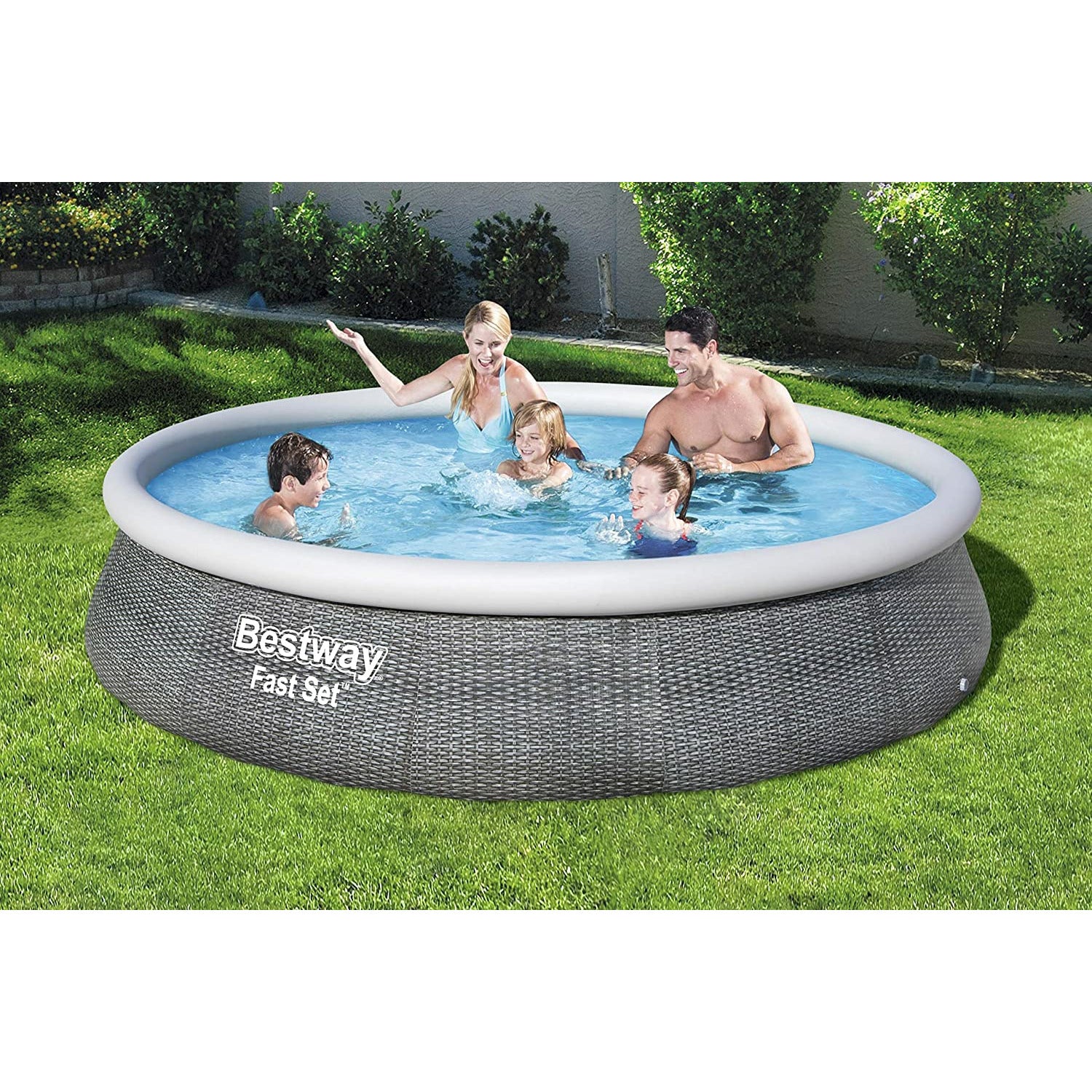 13ft x 33in Bestway 57375E Fast Round Inflatable Pool  | Rattan Print Above Ground Pool