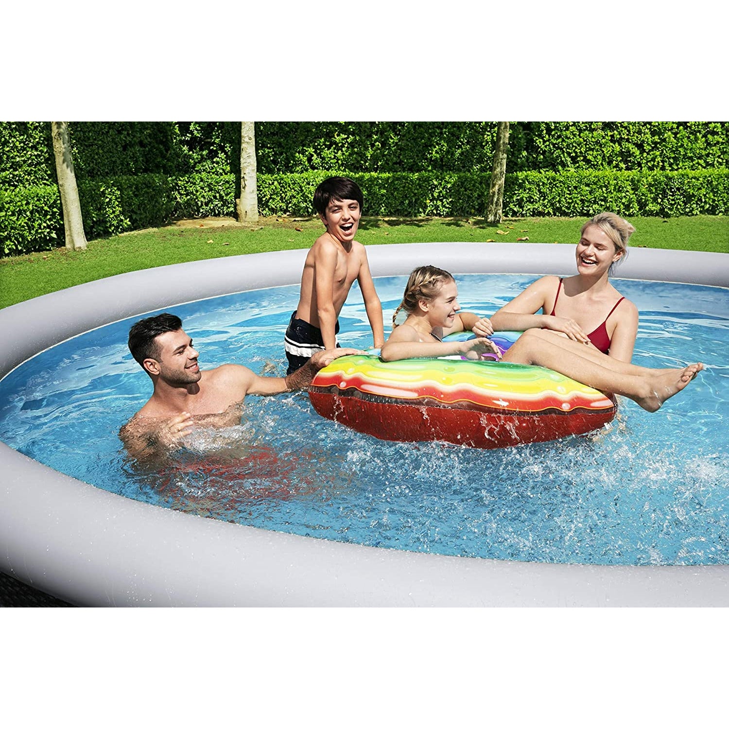 13ft x 33in Bestway 57375E Fast Round Inflatable Pool  | Rattan Print Above Ground Pool
