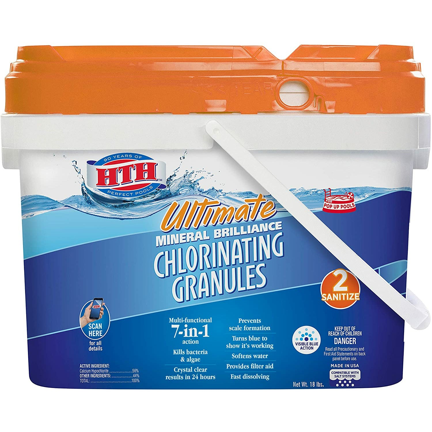 HTH 22008 Chlorinating Granules for  Pools, 18 lbs