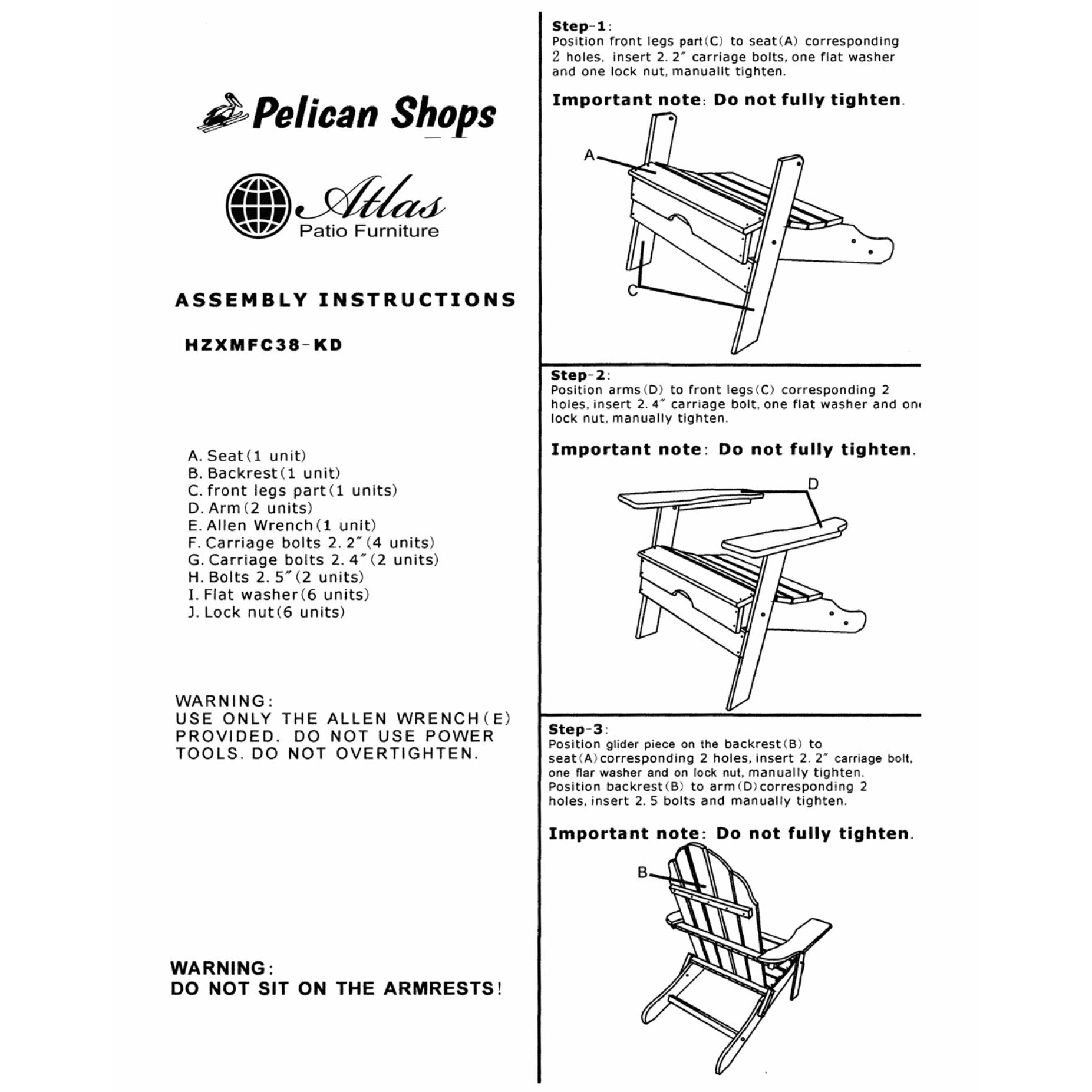 Beach Haven Poly Adirondack Folding Chair - Color : White - Atlas Patio Furniture - Pelican Shops Ski, Pool & Patio