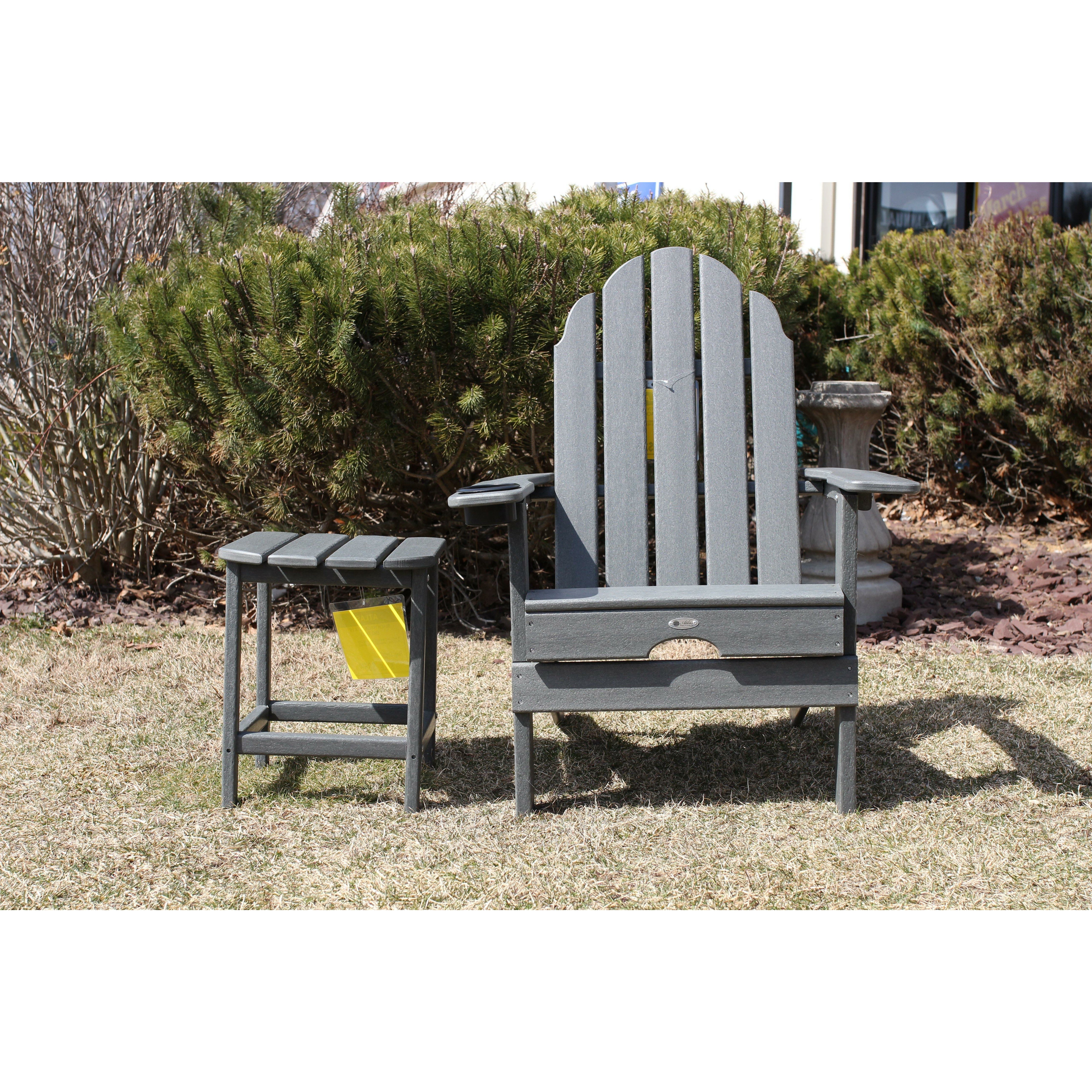 Gray Folding Pollywood Adirondack Chair With Cupholder - Pelican Shops