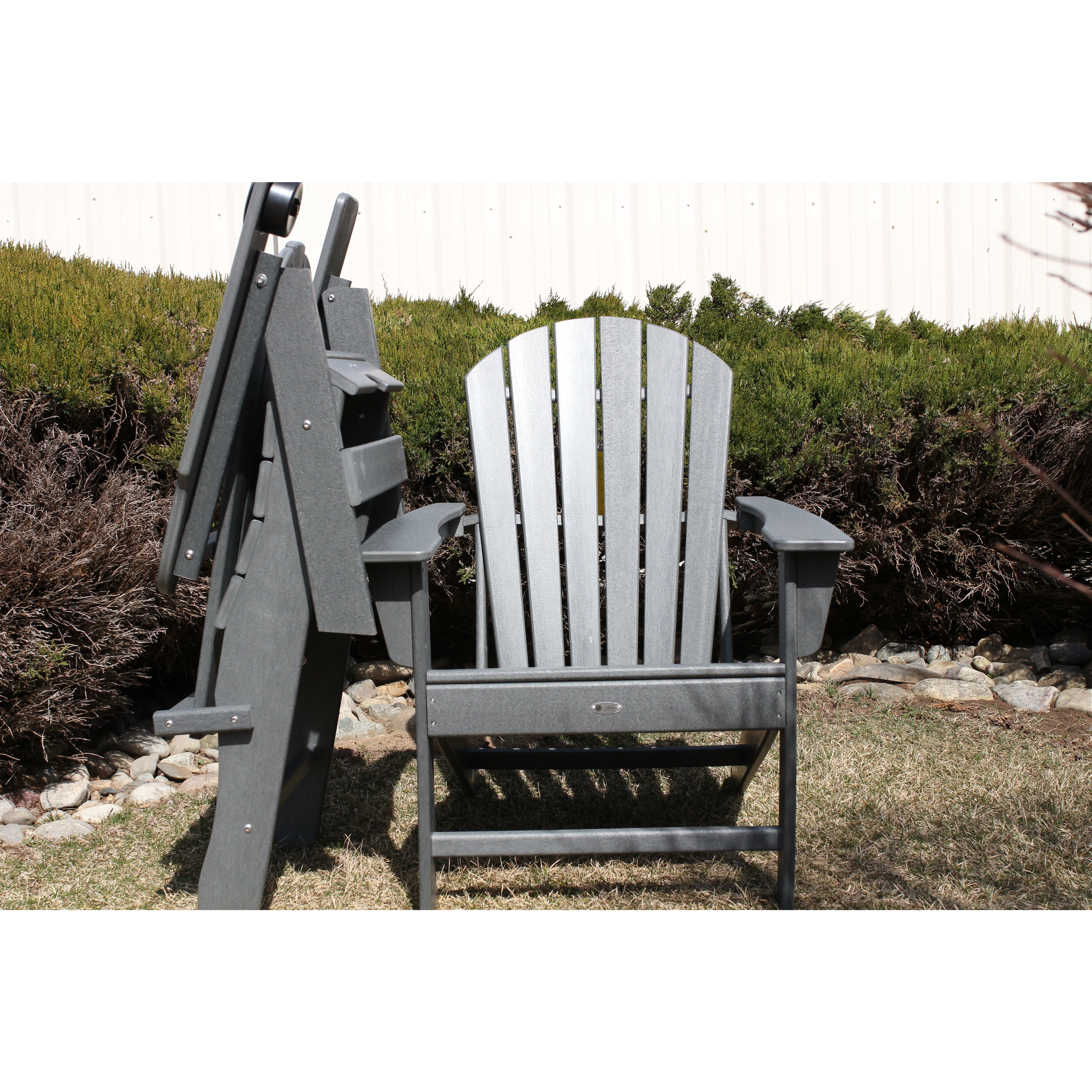 Gray Folding Pollywood Adirondack Chair With Cupholder - Pelican Shops