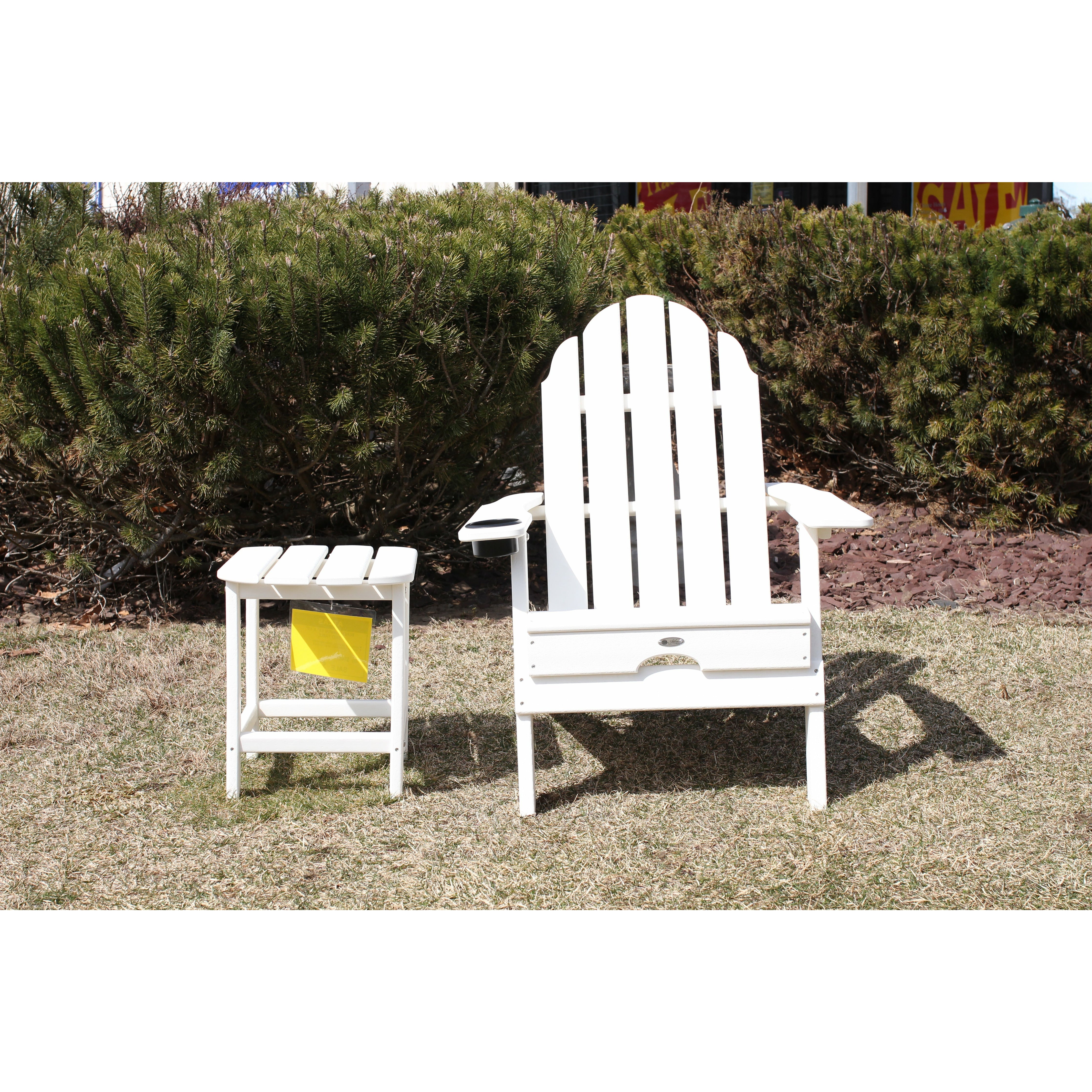 Beach Haven Folding Adirondack Chair With Cupholder (White) - Polymer Furniture IN STOCK