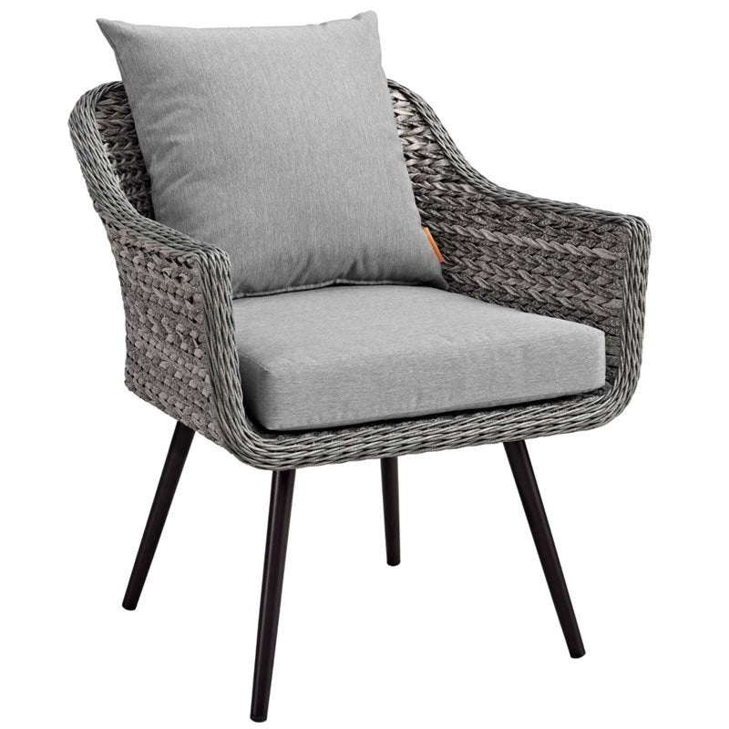 Endeavor 4 Piece Wicker Rattan Patio Loveseat Set in Gray EEI-3177