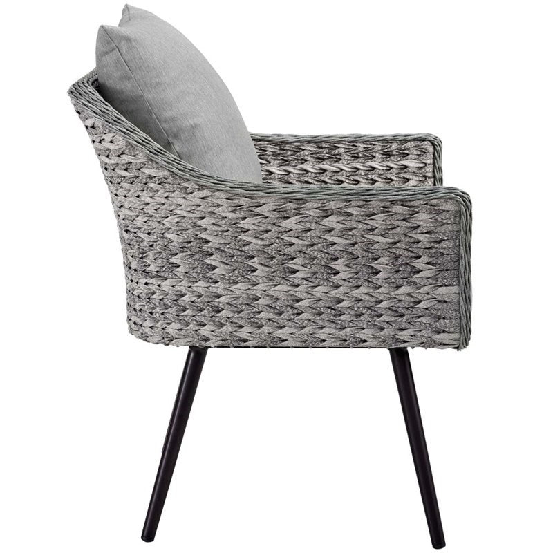 Endeavor 4 Piece Wicker Rattan Patio Loveseat Set in Gray EEI-3177